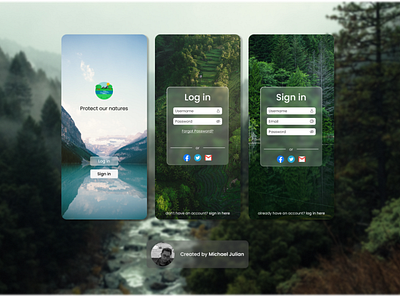 Login and Sign in design for Natures app android branding figma graphic design mobile ui