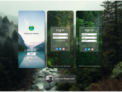 Login and Sign in design for Natures app