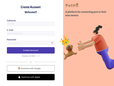A create account page create account dailyui signup