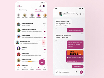 Talk2me mental health Chat Screen chat screen dailyui mental health mobile app ui