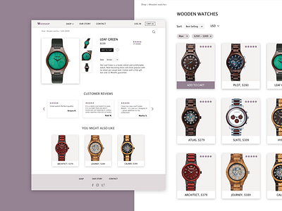 Wooden watches e-shop e commerce e shop product list product page