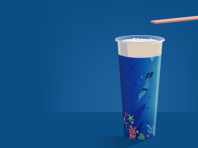 tea with milk deep dive drink illustration jellyfish tea underwater