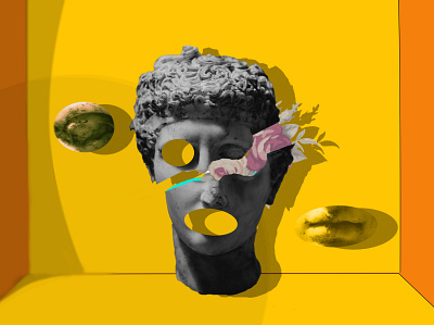 Emotion inside the Statue aesthetic design graphic design illustration statue yellow