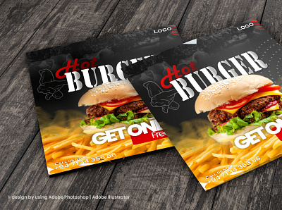 Burger shop promotion post template 3 folding flyer banners branding business profile design flyer graphic design illustration social media posts