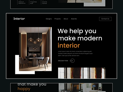 Interior - Architect / Real Estate Company Landing Page design graphic design home page landing page stract ui uiux user interface ux web design website website design