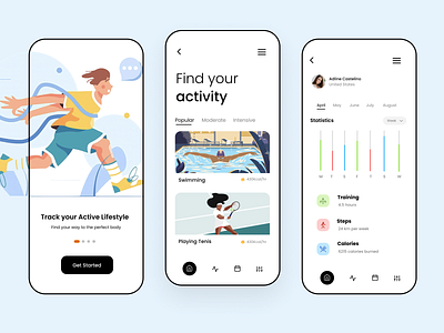 Fitness App - Mobile App Design Concept branding design exercise app fitness app fitness tracking landing page mobile app tracking app ui user interface ux