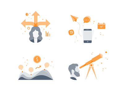 Web icons app arrow flat icon graph hashtag icons illustration infographics mail message telescope user
