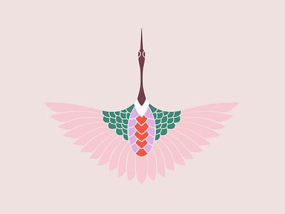 Bird flower bird geometric icon illustration letterpress logo pink vector