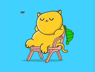 Cute Cat Relaxin On A Chair adobe illustrator affinity designer character character design design graphic design illustration ipad mascot masrur artworks