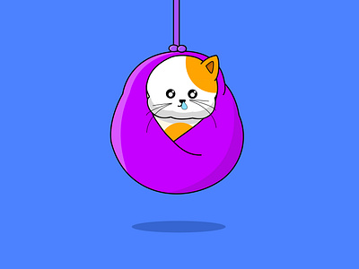Cute Hanging Cat Vector Illustration