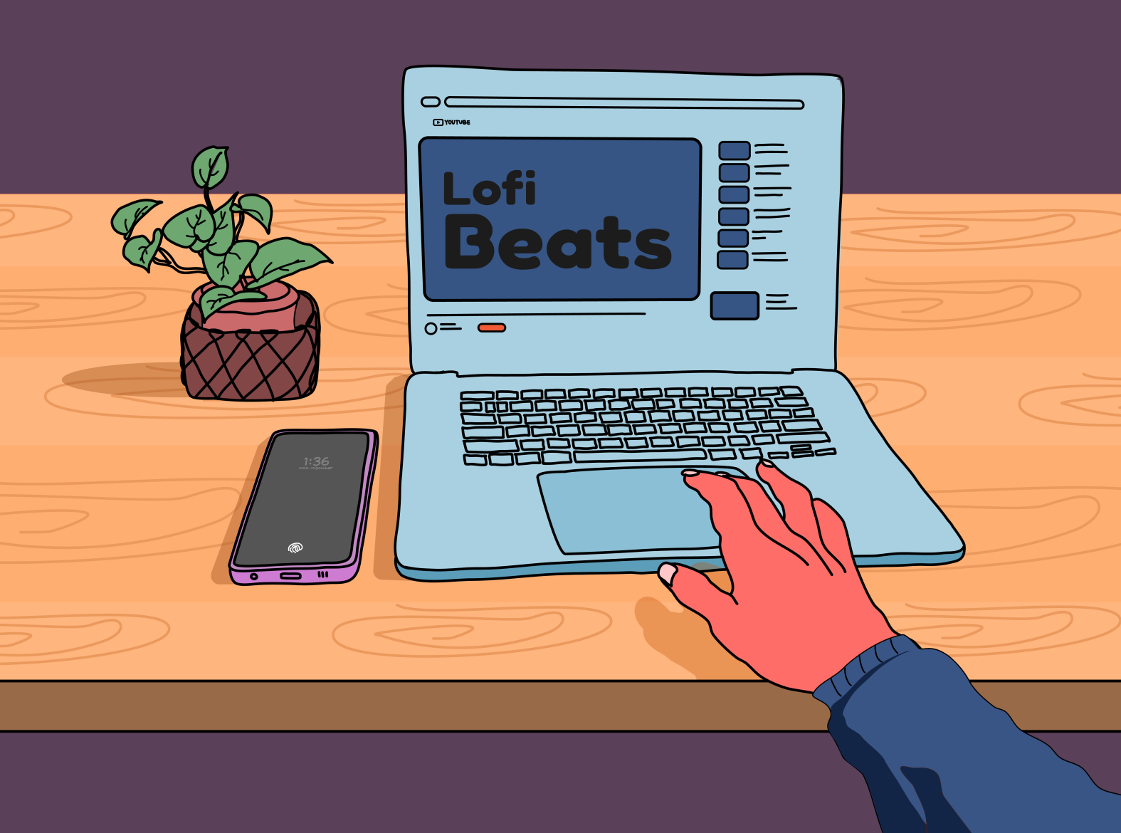 Lofi beats, Laptop and Phone Vector Illustration by Masrur Ahmed on