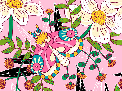 Moth pattern digitalart digitalillustration flower illustration pattern patterndesign textile