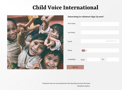 Volunteer Sign Up Page ui uiux