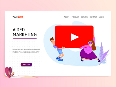 Video Marketing 2d character flat flat desig illustration landing page marketing vector video website