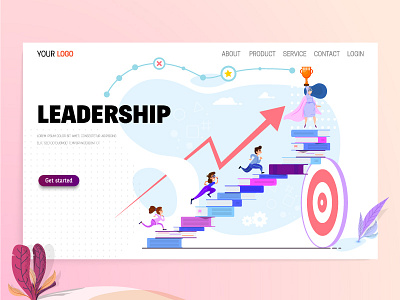 Leadership character concept flatdesign illustration landing page leadership template vector art