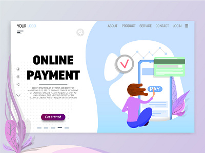 Online Payment character flat illustrator marketing online payment uidesign vector art website banner