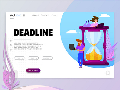 Deadline character concept deadline flat illistrator landing page uidesign vector art website