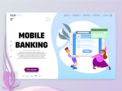 Mobile Banking character flatdesign illustraor landing page uidesign vector art website