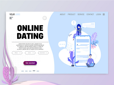 Online Dating character flat style illustration illustrator landing page vector art web site