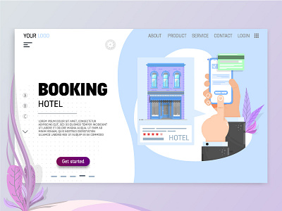 Booking Hotel booking character flat flat design illustration illustrator landing page marketing uidesign website