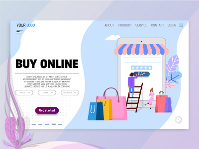 Online Shopping character checkout concept flat style illustration landing page online payment purchase sale vector art website