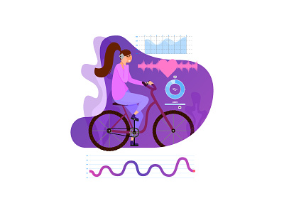 Health App .02 application bike cartoon character concept flat style healthy lifestyle illustration illustrator vector art