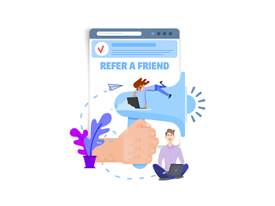Refer a Friend characters concept design flat friend illustration marketing refer referral vectors