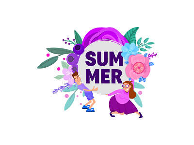 Summer banner banner character flat design sticker summer vector