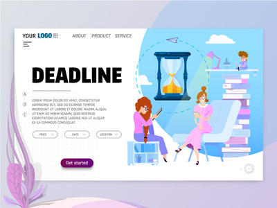 Deadline character deadline designer freelancer graphic design homepage hourglass internet landing page programmer social networks template timeline vector art web site