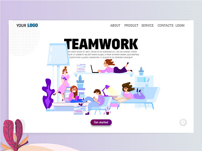 Teamwork characters co working concept designer graphic design home page landing page marketing programmer teamwork vector art