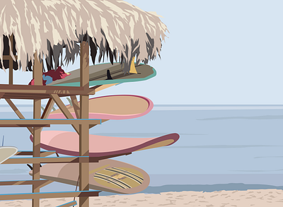 Beach adobe illustrator art beach design draw illustration landmark landscape retro sea vector vintage