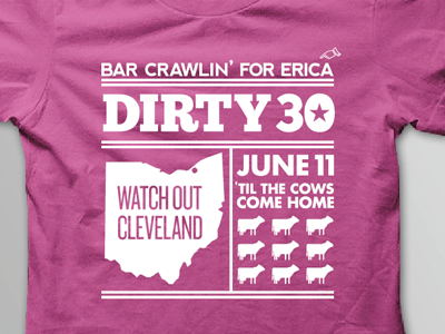 Dirty 30 Bar Crawl Tshirt bar bar crawl cows dirty 30 ohio tshirt