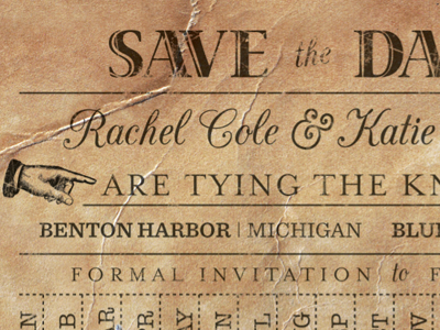 Save the Date - K&R hand save the date script wedding invite white