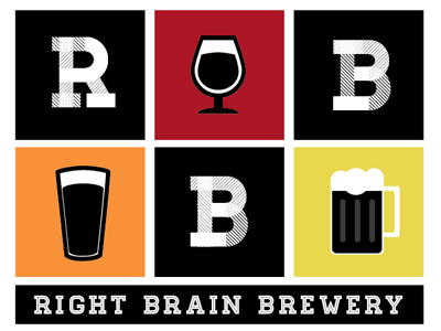 Right Brain Brewery Sticker #2 beer black homestead michigan mug orange pint glass red right brain brewery snifter sticker traverse city white yellow