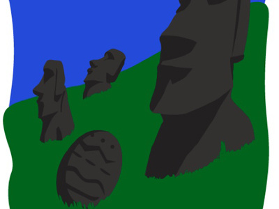 Easter Island blue easter island egg face gray green