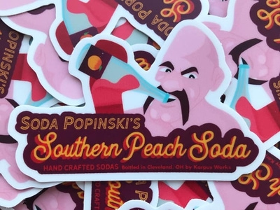 Soda Popinski's Southern Peach Soda Stickers creative south diecut illustration mike tyson punch out soda sticker sticker design stickermule