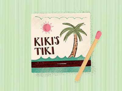 Vintage Matchbook Illustration - Kiki's Tiki green illustration lettering matchbook palmtree retro tiki vintage vintage art