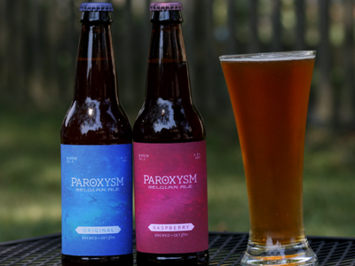 Paroxysm Belgian Ale V4 beer belgian ale bottle homebrew homebrew label homemade label original packaging paroxysm raspberry