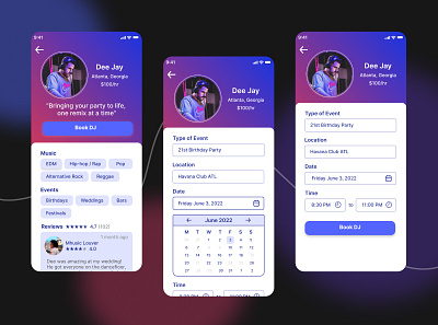 DJ Booking Mobile App dailyui design mobile music ui ux