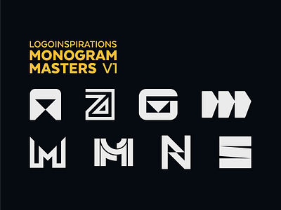 Monogram Masters: Volume 1 athlete branding lettermark logo mark minimal monogram monogram logo mtb snowboard sport sportswear symbol technology typography