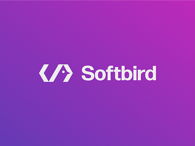 Softbird logo bird branding code colorful design developer gradient hidden logo mark minimal monogram negative space saas software symbol typography