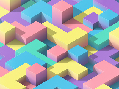 blockland #03 3d art blocks color crypto design gradient illusion isometric nft no render vector