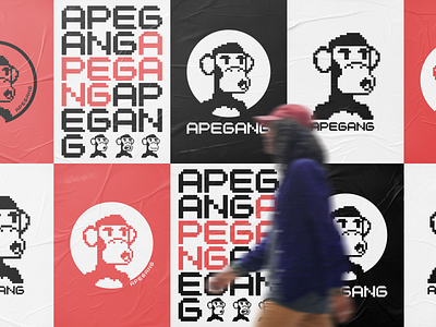 Ape Gang NFT - Logo ape ape gang branding collection grid logo mark minimal nft nft logo pixel art pixel design symbol typography