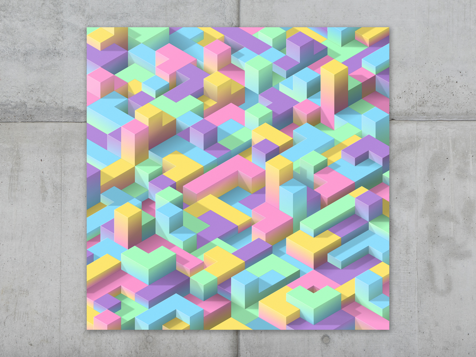 blockland #04 blockland color crypto etherum gradient isometric isometric art isometric blocks minimal nft nft-art pantone pastel token vector vector design