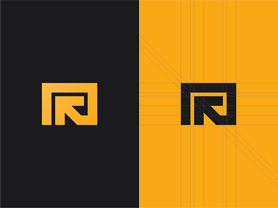 R-arrow + Grid branding golden ratio grid icon lettermark logo mark minimal monogram symbol typography vector