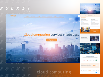 Cloud computing services website cloud company cloud services it website tech company tech website ui design ux design uxui web design