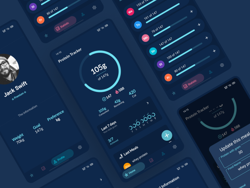 Protein Tracker app by Jamal on Dribbble