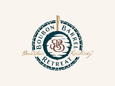 Bourbon Barrel Retreat Logo adventure badge calligraphy handwritten monogram retro thief vacation vintage whiskey