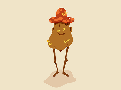 Wormy Mushroom character illustration mushrooms