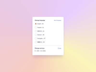 Language Settings UI Design daily ui dailyui ildiesign language settings languages settings ui settings ui design ui ui design ui pattern ux ux design